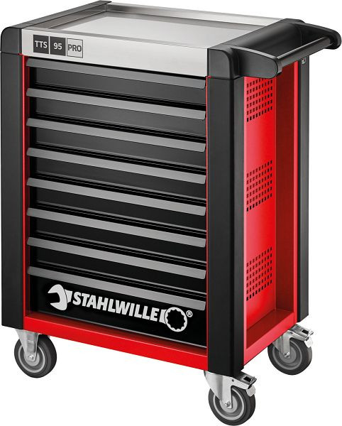 STAHLWILLE Werkstattwagen 95/8 PRO 8 Schub, Länge 496 x 827 x 1020 mm rot, RAL 3020; schwarz RAL 9005, 81200168