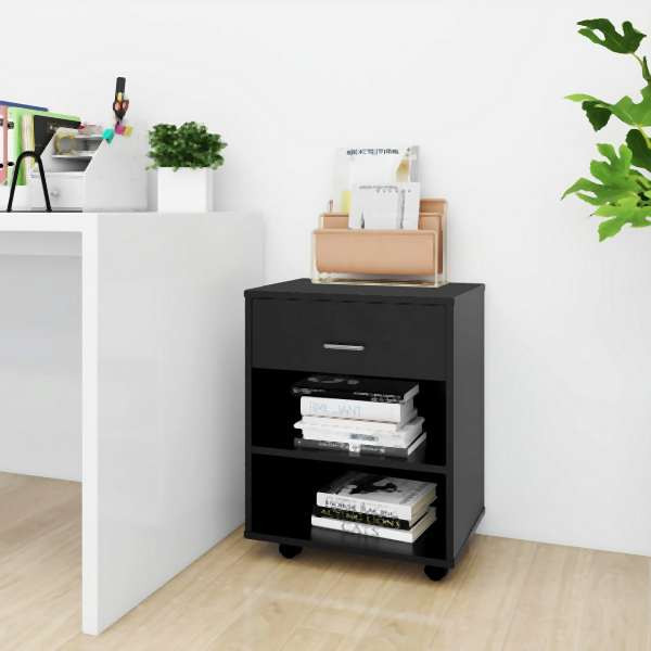 vidaXL Rollschrank Schwarz 46x36x59 cm Holzwerkstoff, 808468