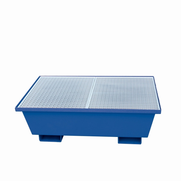 Eichinger Industrie Auffangwanne mit konischen Seitenwänden, LxBxH 820 x 820 x 555 mm, mit Gitterrost, enzianblau, 30100100000971