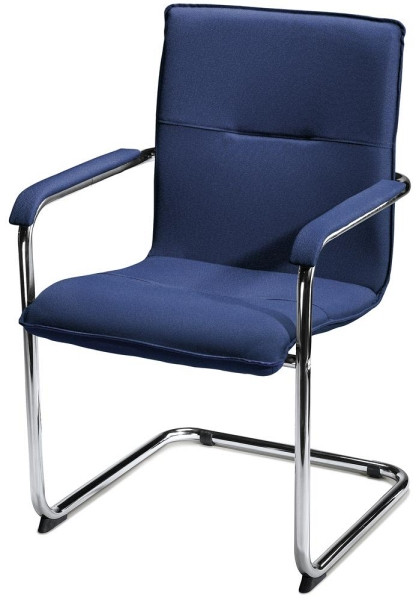 Deskin Besucherschwinger 1, Gestell verchromt, Bezug Stoff Delta1, Farbe dunkelblau, 210903