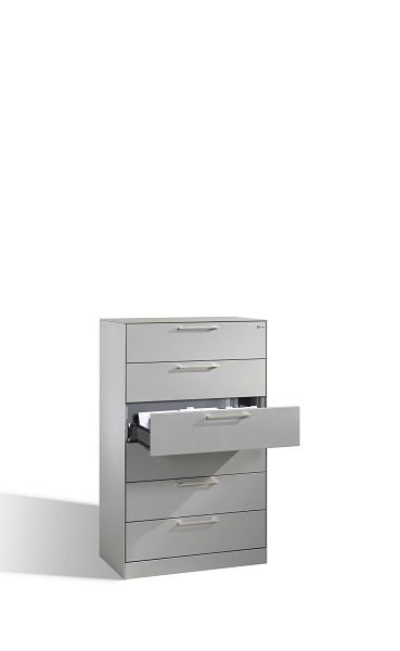 C+P Karteischrank Asisto, H1310xB800xT435mm, Farbe: Weißaluminium, Bügelgriff, Stahl-Abdeckplatte, 146023-623 S10030