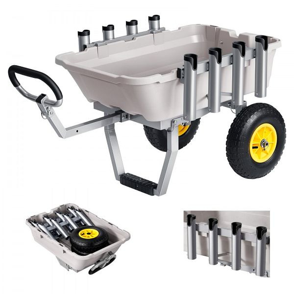 VEVOR Faltbarer Angelwagen 90,7kg, All-Terrain-Räder, Alugestell, 8 Rutenhalter, für Angeln Camping Strand Outdoor, DSYJC2L000006B04P001V0