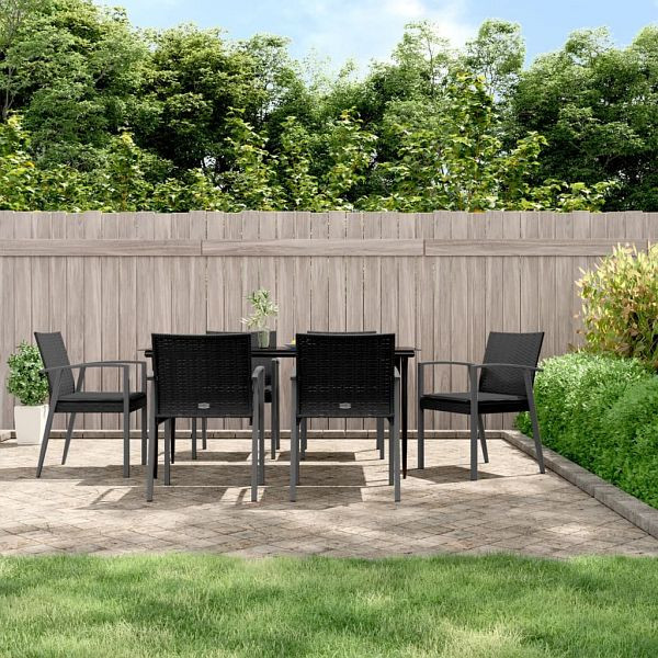 vidaXL 7-teilig Garten-Essgruppe mit Kissen Poly Rattan und Stahl, 3186980
