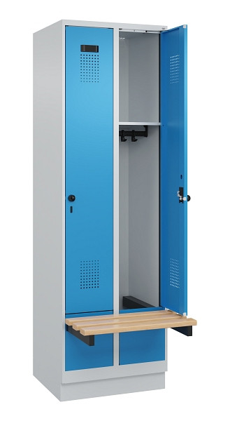 C+P Spind Evolo PLUS, 2 Abteil, 1950x600x815mm, 7035/5012, Drehriegel, 049040-20 S10007