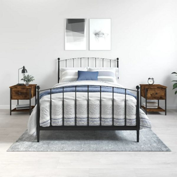 vidaXL Nachttische 2 Stk. Räuchereiche 34x35,5x45 cm Holzwerkstoff, 825858