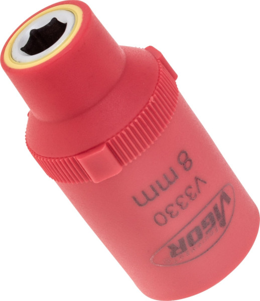 VIGOR VDE Steckschlüsseleinsatz, Vierkant hohl 12,5 mm (1/2 Zoll), Außen-Sechskant Profil, 8 mm, V3330