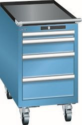 LISTA Schubladenschrank mobil 18x36E (BxTxH) 411x725x723mm AUTO Lock, Lichtblau, 4 Schubladen, Fronthöhen: 50 - 150 mm, 78.453.010.A