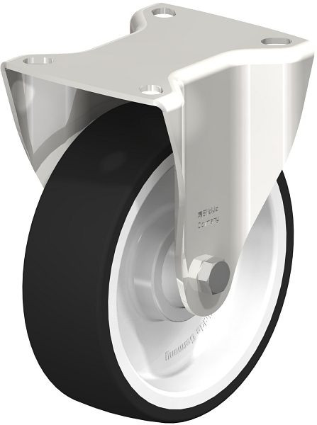 Blickle BX-POTH 125KD Edelstahl-Bockrolle, mittelschwere Ausführung, mit Anschraubplatte, Thermoplastisches Polyurethan, Grau, 761555
