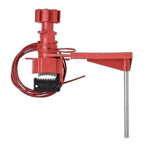 DENIOS Große Universal-Ventilabsperrung mit überzogenem Kabel und Blockierarm, bis Hebelstärke 27,94 mm, 308975