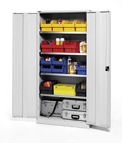 Deskin Materialschrank aus Stahl - XXL-Tiefe 600 mm, Farbe Lichtgrau RAL 7035, B 920 x H 1950 x T 600 mm, 212021