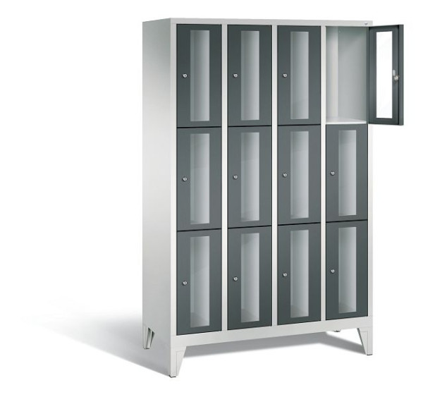 C+P Schließfachschrank Classic, H1850xB1190xT500mm, Farbe: Lichtgrau / Anthrazitgrau, 8010A403 S10023