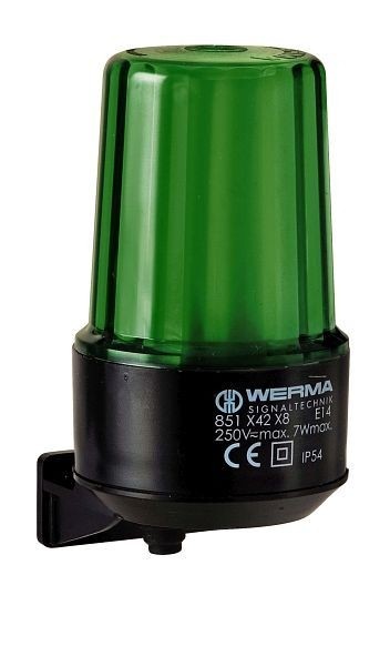 WERMA Dauerleuchte Wandmontage 12-230VAC/DC GN Gehäusefarbe schwarz- grün, 851.200.08
