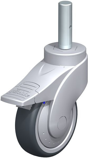 Blickle LWGX-TPA 101XK-FI-FK-ZAX51 Kunststoff-Lenkrolle WAVE, rostfrei, mit Zapfen & Feststeller, Thermoplastisches Gummi-Elastomer, Grau, 751675