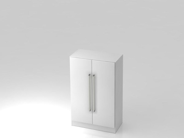 Hammerbacher Schrank 3OH mit Sockelblende Chromgriff Weiß/Weiß, 80x42x127 cm (BxTxH), V7550/W/W/CE
