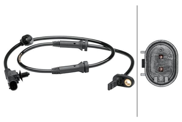 HELLA Sensor, Raddrehzahl, 2-polig, Gesamtlänge: 834mm, 6PU 012 679-211