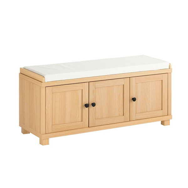 SoBuy Schuhbank mit Sitzfläche - für 10 Paar Schuhe, stabile Sitzbank 225kg, platzsparendes Schuhregal, Holzoptik 104x34x47cm, FSR188-N
