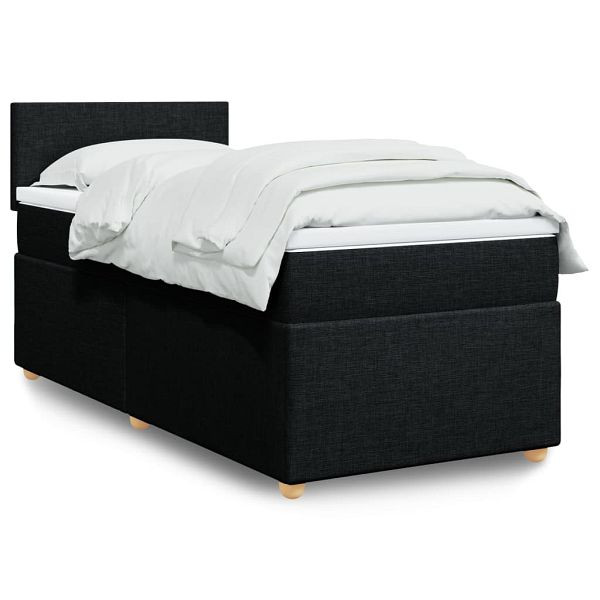 vidaXL Boxspringbett mit Matratze Schwarz 90x190 cm Stoff, 3286530