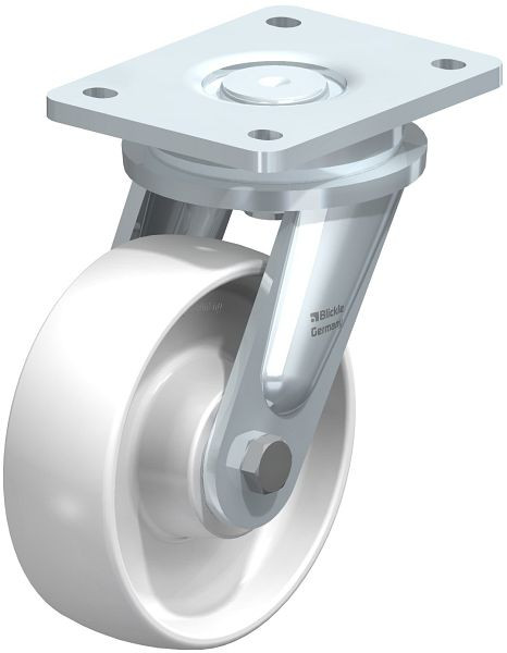 Blickle LO-PO 150K Stahlgeschweißte Schwerlast-Lenkrolle, Polyamid, Weiß, 47407