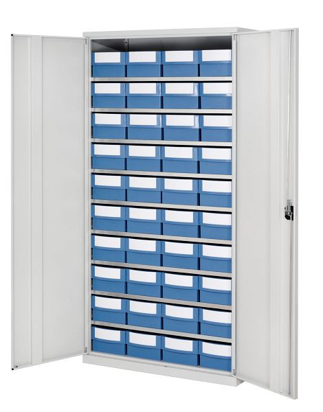 Kappes Systemschrank mit Volumenregalkasten, H 1950 x B 1000 x T 500 mm, RAL 7035, Modell 3 40 x Modell 4145, taubenblau, 1251.07.1013