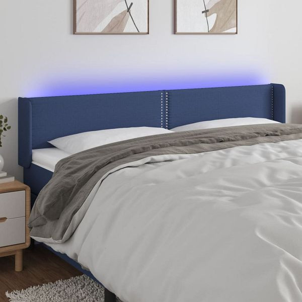 vidaXL LED Kopfteil Blau 203x16x78/88 cm Stoff, 3123124