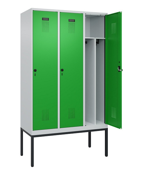 C+P Spind Evolo PLUS, Gestell, 3 Abteile, 2120x1200x500mm, 7035/6037, Verschluss Drehriegel, 0490307-32F S10011