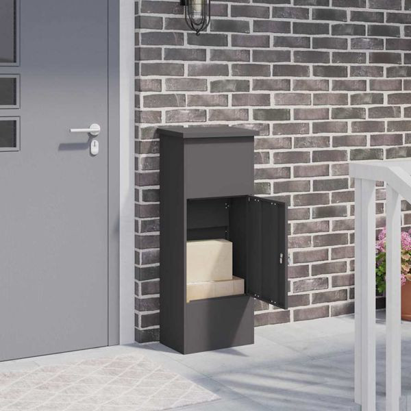 vidaXL Paketdrop-Box mit Speicher Schwarz 44,5 x 29 x 110,5 cm Stahl, 874926