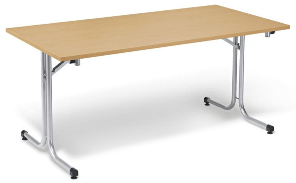 Deskin Klapptisch MODUL, Platte Dekor Buche, Gestell Alusilber RAL 9006, B 1800 x T 800 x H 720 mm, 219128