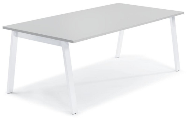 Deskin Konferenztisch RIO, Dekor: Lichtgrau, Gestellfarbe: Weiß RAL 9016, BxHxT: 2000 x 735 x 1000 mm, 275613