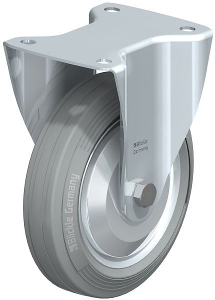 Blickle B-VE 180R-SG-FA Stahlblech-Bockrolle mit Anschraubplatte, Vollgummi, Grau, 749122