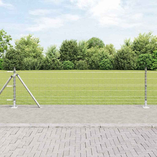 vidaXL Zaun mit Pfosten Silber 0,6 x 10 m Stahl, 3351014