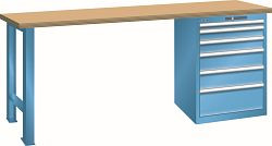 LISTA Werkbank 27x36E (BxTxH) 1500x800x900mm Buche AUTO Lock, Lichtblau, 6 Schubladen, Fronthöhe: 50 - 200mm, 78.936.010.A