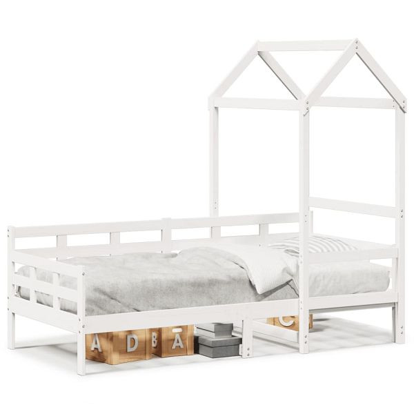 vidaXL Tagesbett mit Dach Weiß 90x200 cm Massivholz Kiefer, 3282325
