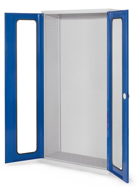 Kappes Systemschrank Leergehäuse Serie 400, RAL 7035/5010, H1950 x B1000 x T410 mm, Sichtfenstertüren, 1250.00.5016