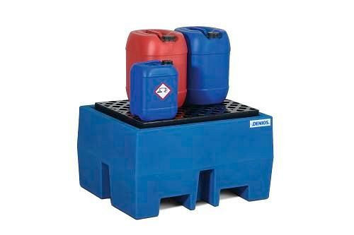 DENIOS Auffangwanne PolySafe ECO aus Polyethylen (PE), mit PE-Gitterrost, für 1 Fass à 200 Liter, 162309
