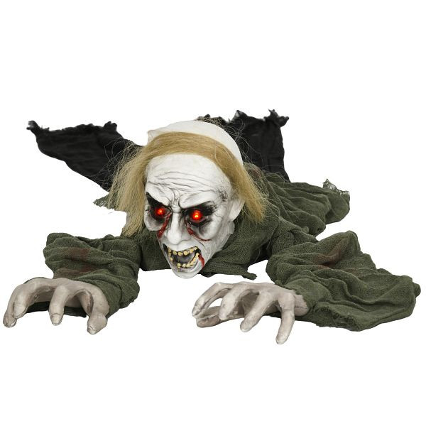 HOMCOM Halloweendekoration, kriechender Zombie, aktiviert durch Berührung/Geräusche, leuchtende Augen, 844-868V00GN