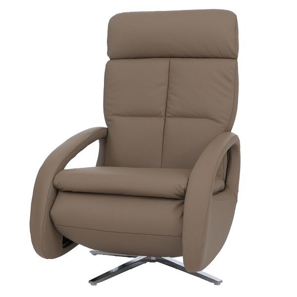 Mendler Relaxsessel HWC-L11, TV-Sessel Liegesessel, Liegefunktion drehbar, elektrisch verstellbar Voll-Leder, taupe, 118806