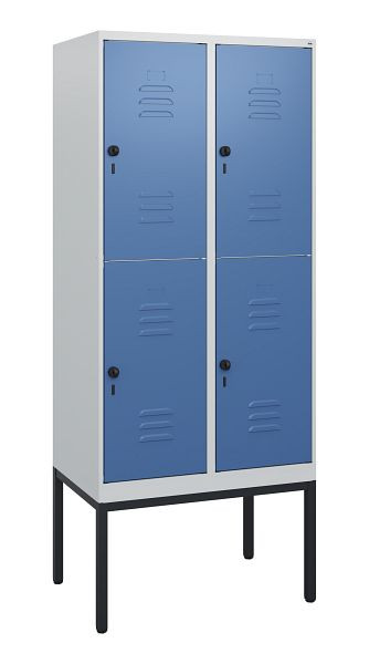 C+P Doppelstöckiger Spind Classic PLUS, Gestell, 2 Abteile, 1950x800x500mm, 7035/5023, Drehriegel, 0803305-22 S10005