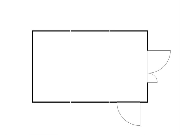 FLADAFI Materialcontainer-Kombination MC 1460, verzinkt, zerlegt, Holzfußboden, Doppelflügeltür asymmetrisch auf der 4 m Seite und Einflügeltür, F14600710