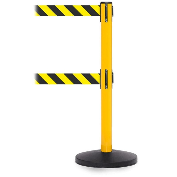 ALLPAX Stoppo XL Absperrständer gelb, doppeltes Zugband 2 x 3,4 m gelb schwarz gestreift, 10011296