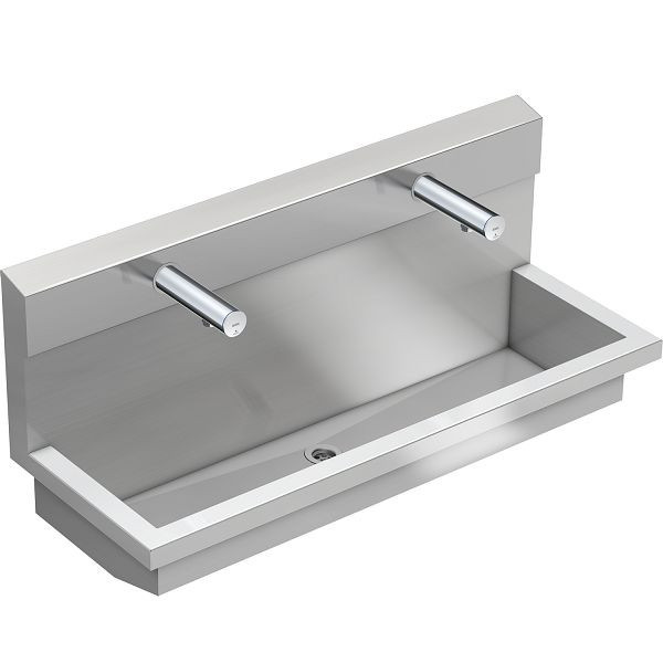 KWC Waschplatzeinheit, PLANOX, Edelstahl, 1200x530x440 mm, 2x Waschplätzen Wandventil elektronisch gesteuert, 3600004028