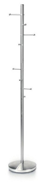 Deskin Garderobenständer FUNCTION - mit 8 Kleiderhaken, satinierter Stahl, Höhe 1720 mm, Standfuß Durchmesser 310 mm, 292545