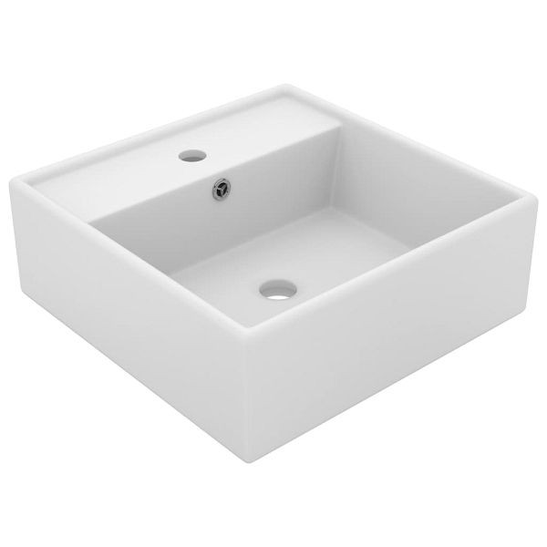 vidaXL Luxus-Waschbecken Überlauf Quadratisch Matt Weiß 41x41 cm, 146943