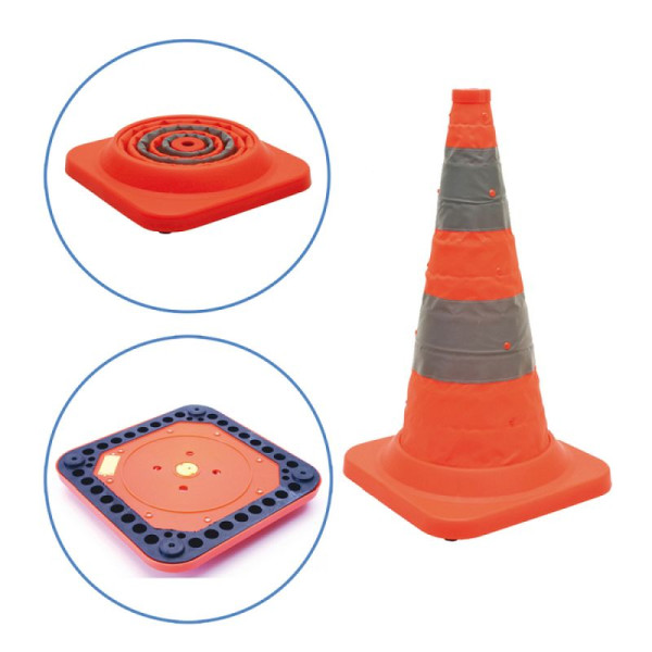 Stein HGS Faltleitkegel 'Cone Plus', mit Vollgummifuß, integriertes Blinklicht, vollreflektierend, 390 x 390 x 60 mm, 28059