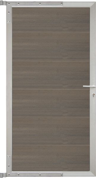 T&J ELZE-Tor-Komplettset, 90 x 173 cm, Füllung grau, Rahmen silber, 44045