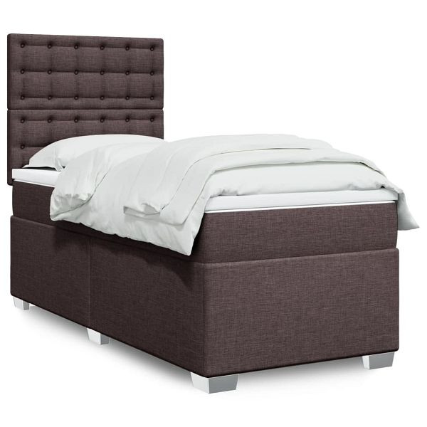 vidaXL Boxspringbett mit Matratze Dunkelbraun 90x200 cm Stoff, 3292688