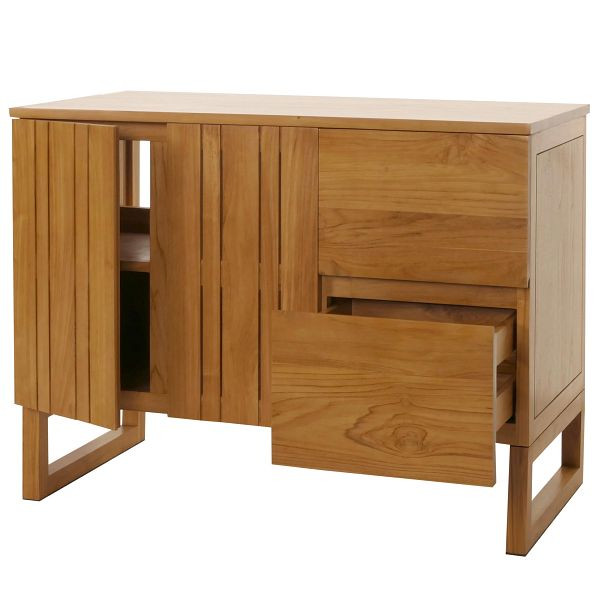 Mendler Teak-Waschbeckenunterschrank HWC-M72, Waschtisch Schrank, hochwertiges B-Grade-Teak (Kernholz, 20-30 Jahre), 82x106x56cm, 104497