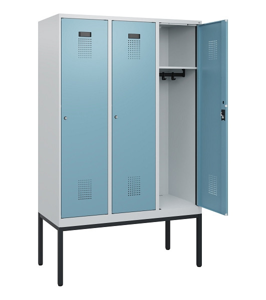 C+P Spind Evolo PLUS, Gestell, 3 Abteile, 1950x1200x500mm, 7035/0010, Zylinderschloss, 0490305-32 S10035