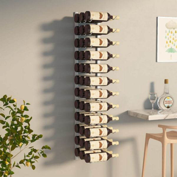 vidaXL Wand-Weinregal für 36 Flaschen Weiß Eisen, 340887