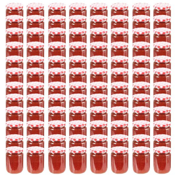 vidaXL Marmeladengläser mit Weißem/Rotem Deckel 96 Stück 230 ml, 50799