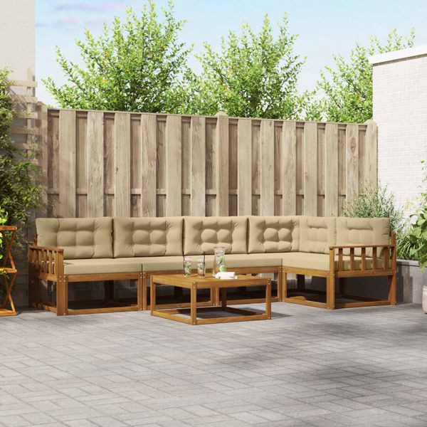 vidaXL Outdoor-Sofagarnitur mit Kissen 6-teilig Natur und Beige, 3367611